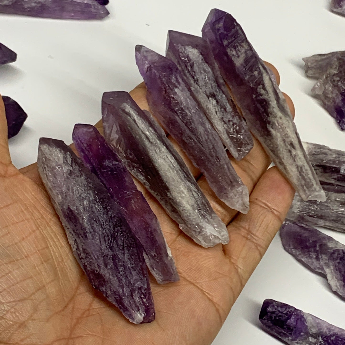 2.2 lbs, 2.1"-3.6", 47pcs, Rough Raw Amethyst Crystal Minerals Specimens, B27406