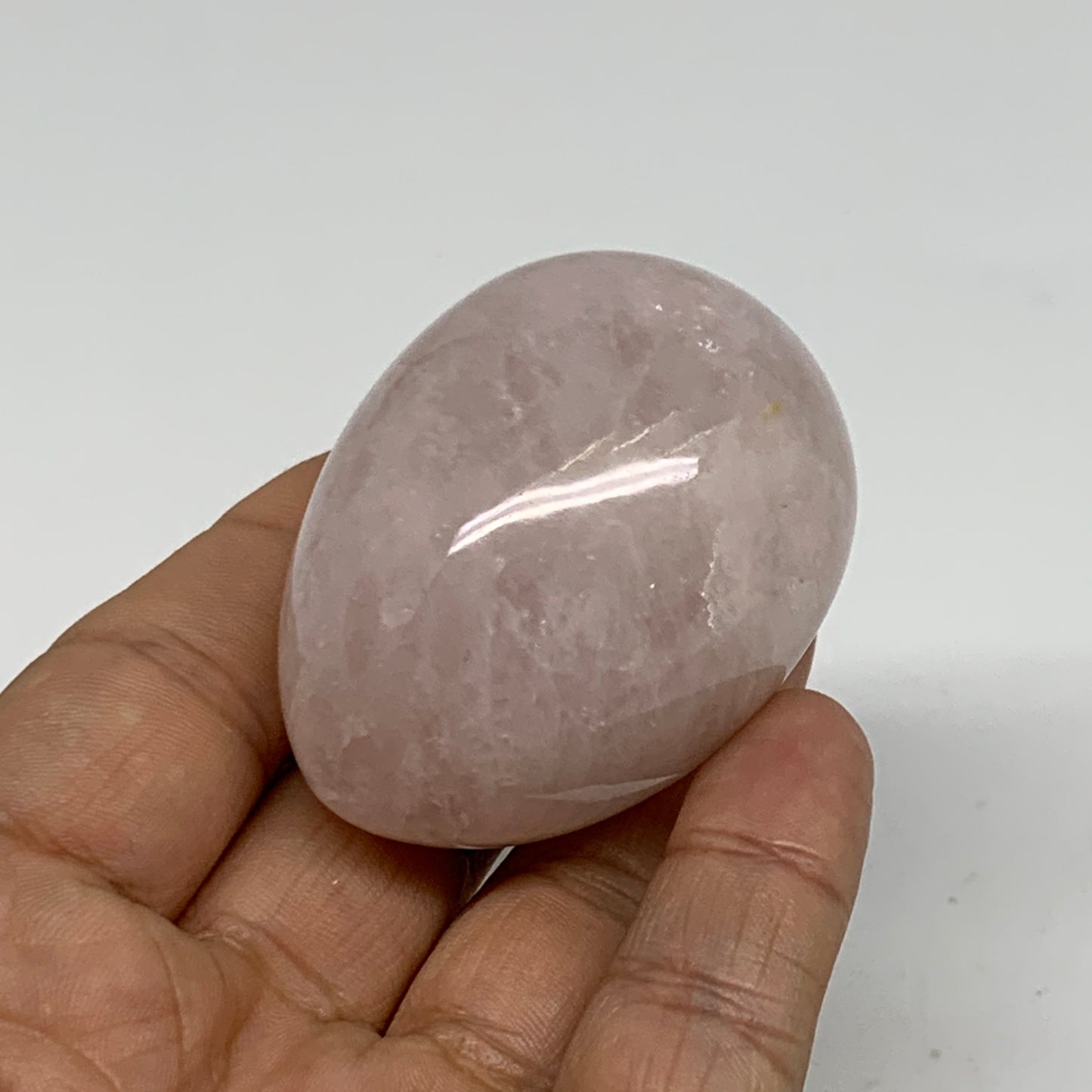 111.4g, 2.1"x1.5", Natural Gemstone Pink Rose Quartz Egg Crystal @India, B34471