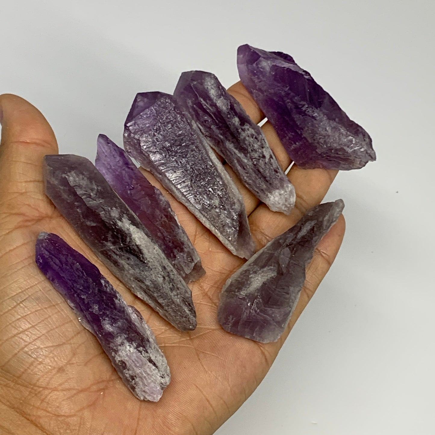 2.2 lbs, 2.1"-3.6", 47pcs, Rough Raw Amethyst Crystal Minerals Specimens, B27406