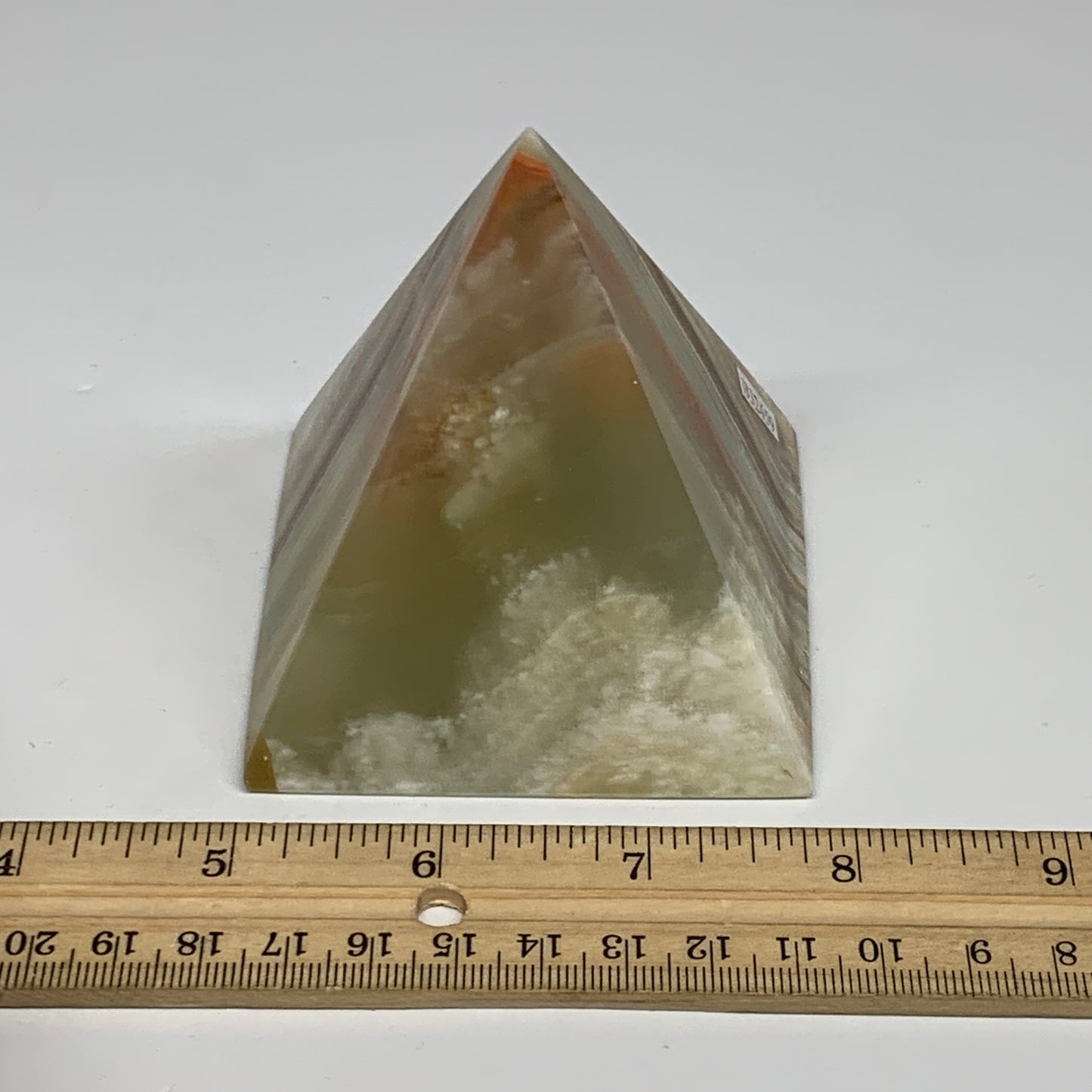 0.89 lbs, 3"x2.9"x2.9", Green Onyx Pyramid Gemstone Crystal, B32459