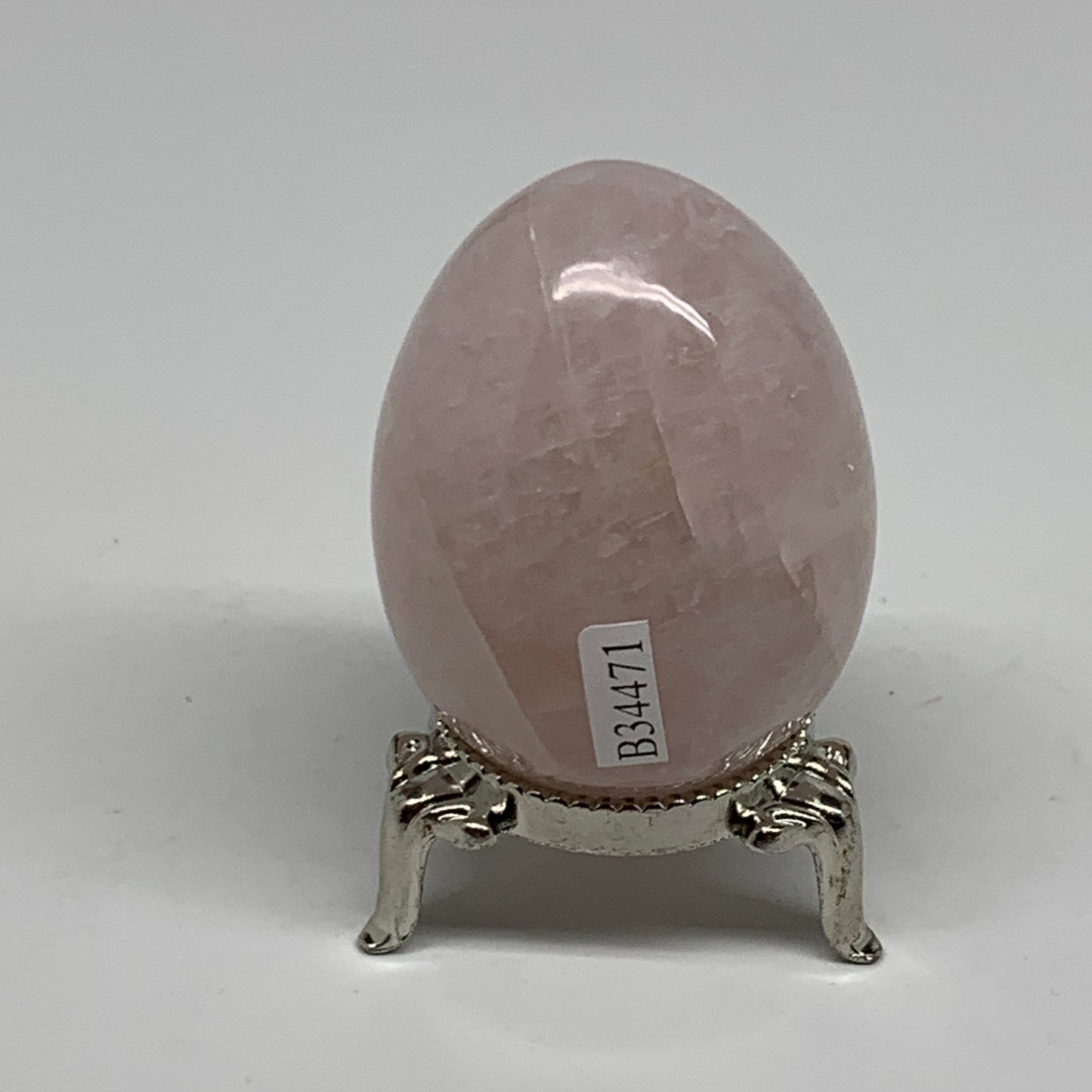 111.4g, 2.1"x1.5", Natural Gemstone Pink Rose Quartz Egg Crystal @India, B34471