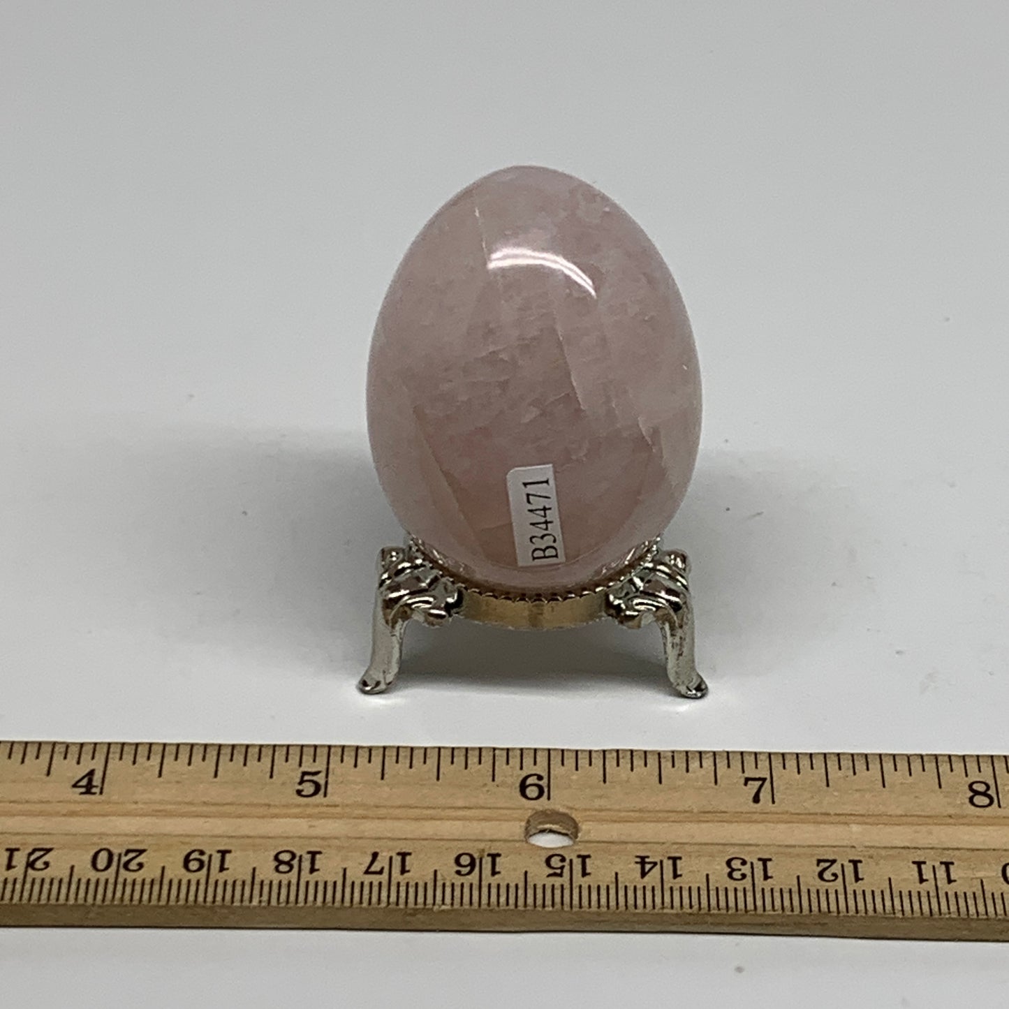 111.4g, 2.1"x1.5", Natural Gemstone Pink Rose Quartz Egg Crystal @India, B34471