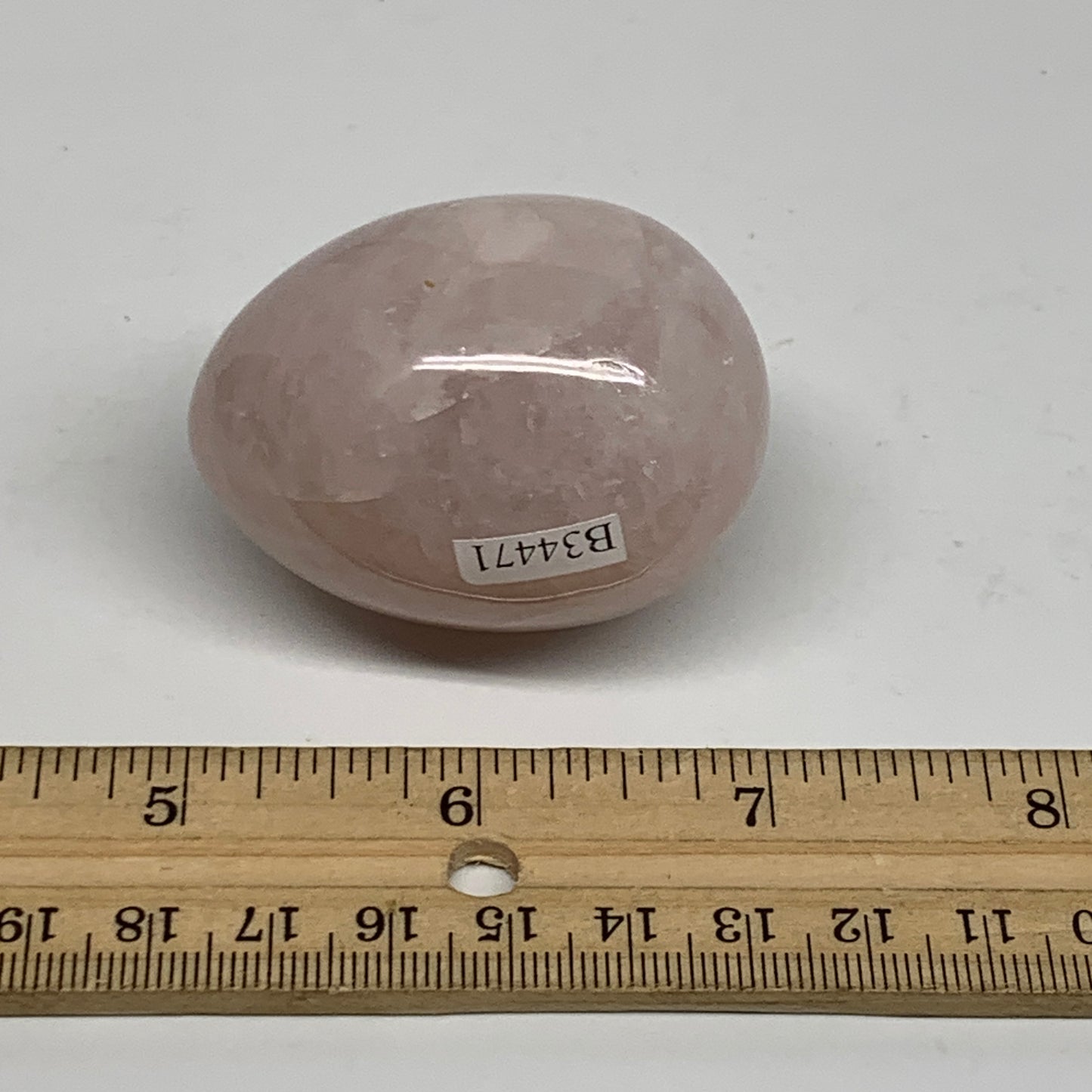 111.4g, 2.1"x1.5", Natural Gemstone Pink Rose Quartz Egg Crystal @India, B34471