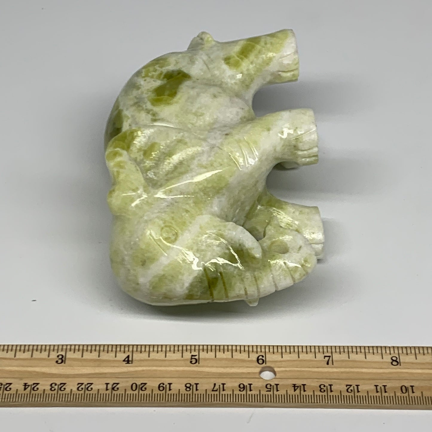 1.8 lbs, 4.9"x3.3"x2.1" Natural Solid Serpentine Elephant Figurine @China, B2727