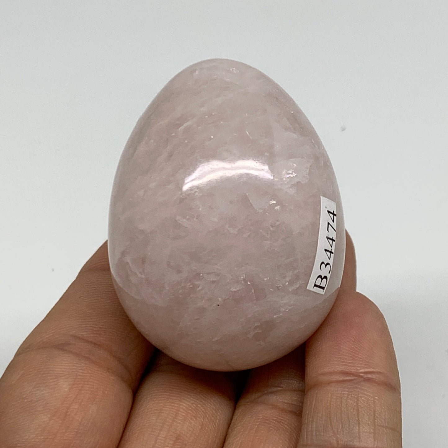 95.3g, 2"x1.5", Natural Gemstone Pink Rose Quartz Egg Crystal @India, B34474