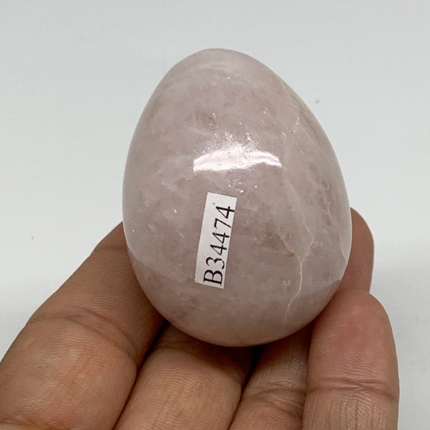 95.3g, 2"x1.5", Natural Gemstone Pink Rose Quartz Egg Crystal @India, B34474