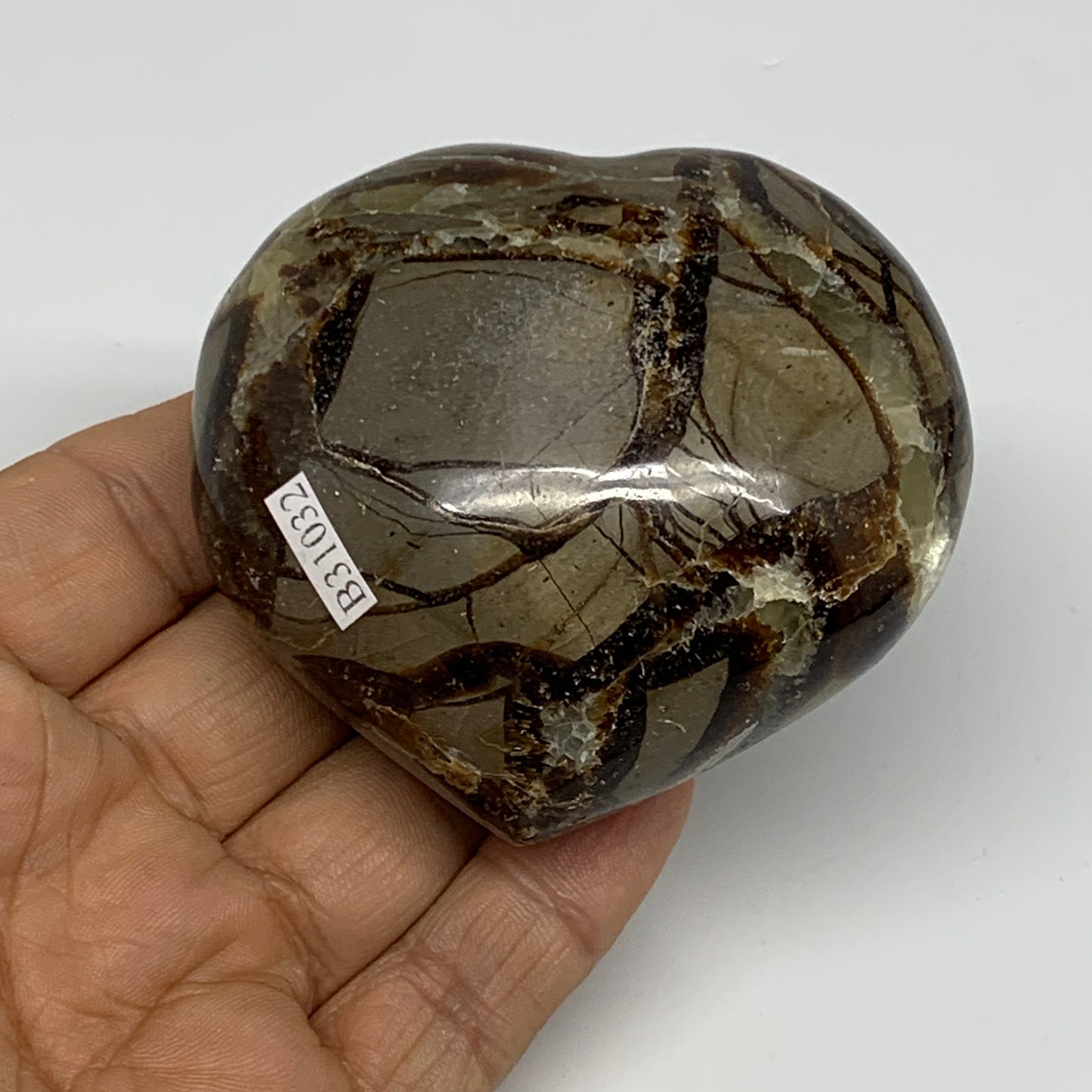 0.46 lbs, 2.5"x2.7"x1.3" Septarian Nodules Heart Polished Healing Crystal, B3103