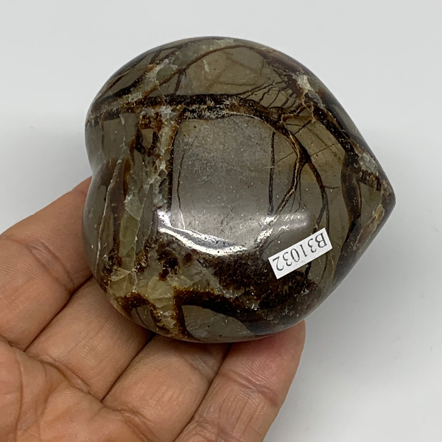 0.46 lbs, 2.5"x2.7"x1.3" Septarian Nodules Heart Polished Healing Crystal, B3103