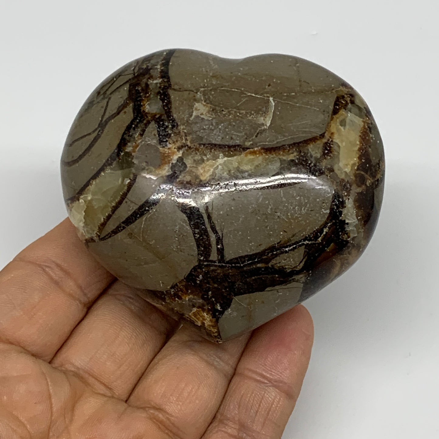 0.46 lbs, 2.5"x2.7"x1.3" Septarian Nodules Heart Polished Healing Crystal, B3103