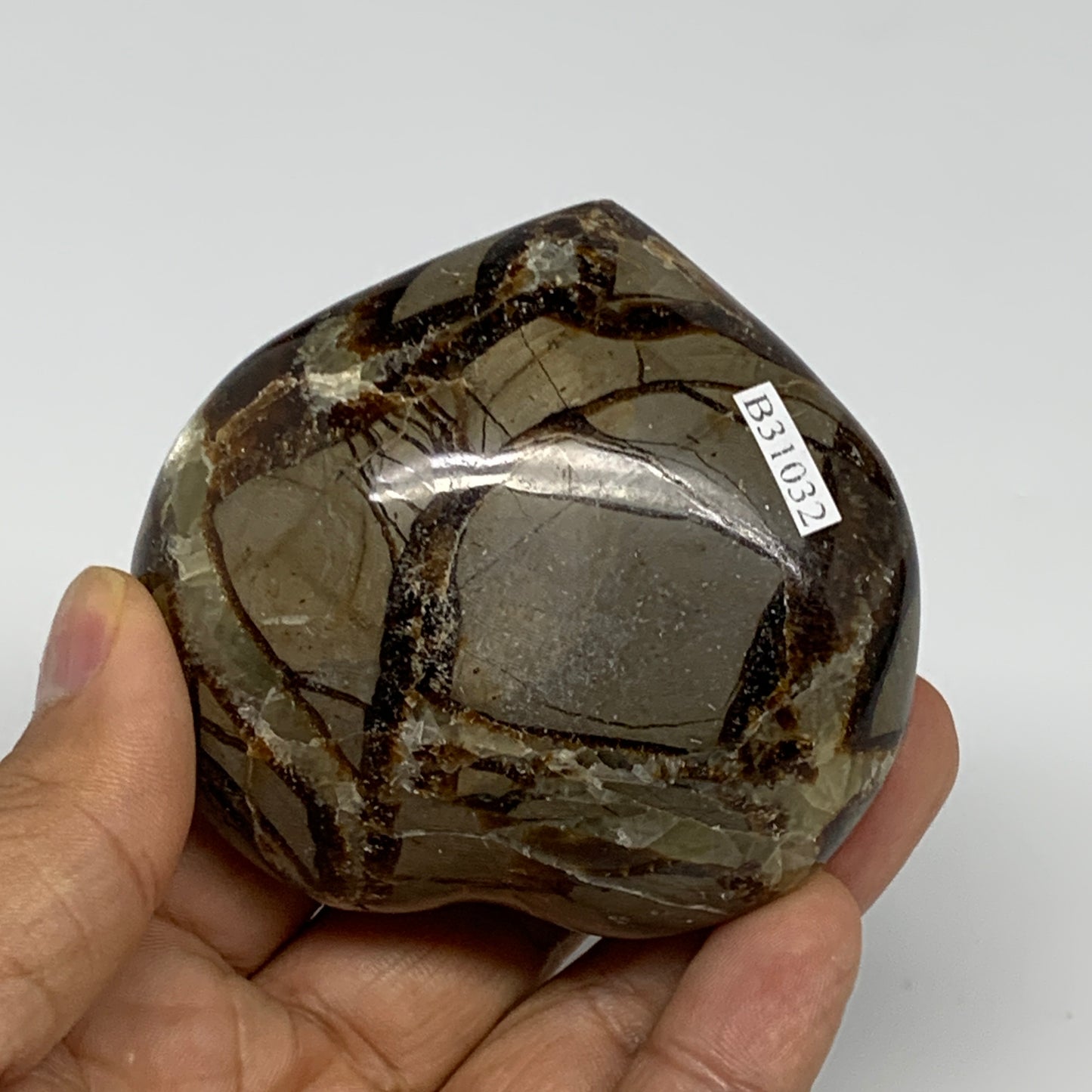 0.46 lbs, 2.5"x2.7"x1.3" Septarian Nodules Heart Polished Healing Crystal, B3103