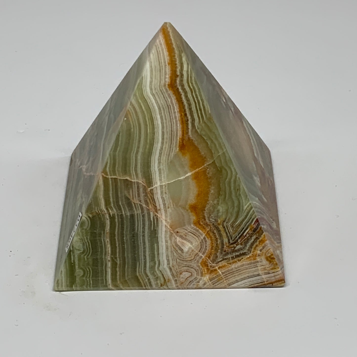 0.97 lbs, 3"x2.9"x2.9", Green Onyx Pyramid Gemstone Crystal, B32468