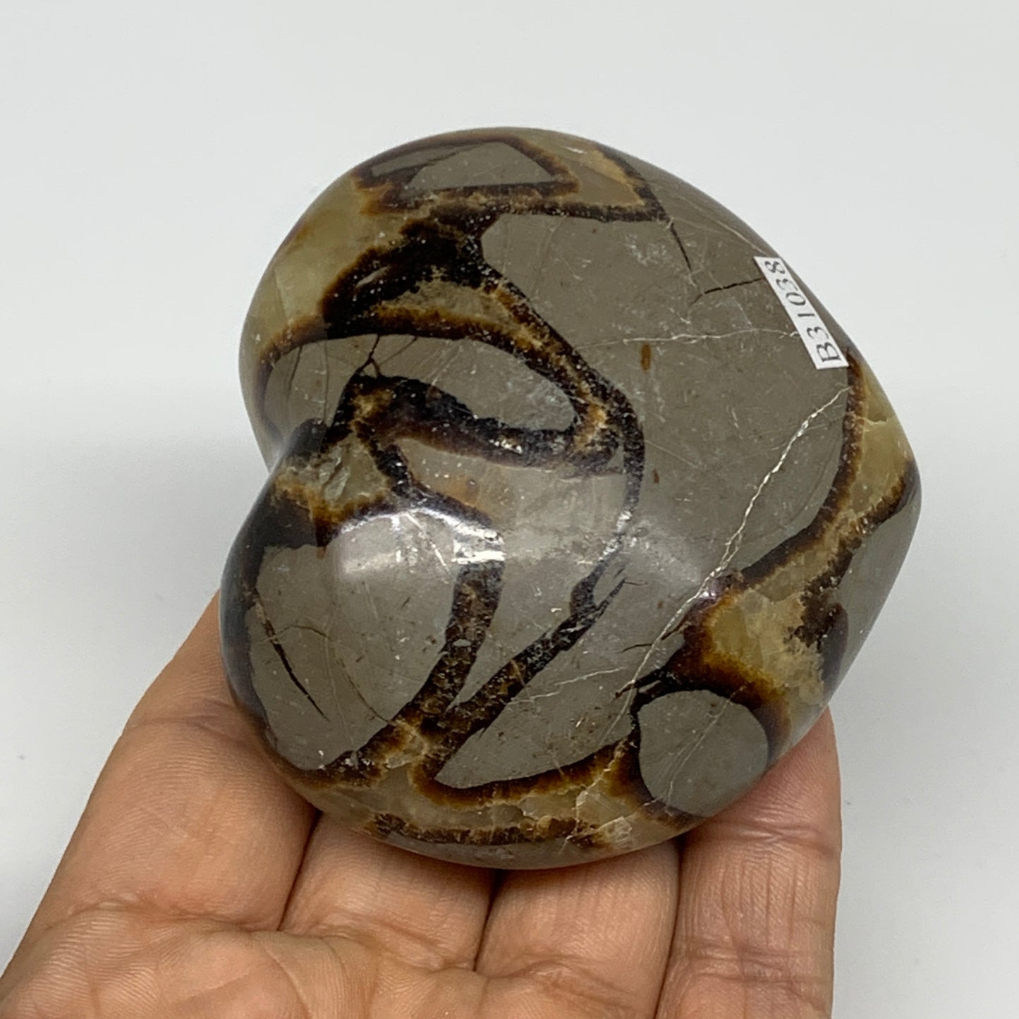 0.5 lbs, 2.5"x2.8"x1.4" Septarian Nodules Heart Polished Healing Crystal, B31038