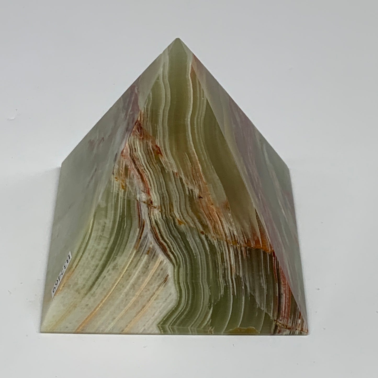 0.93 lbs, 2.9"x3"x3", Green Onyx Pyramid Gemstone Crystal, B32469