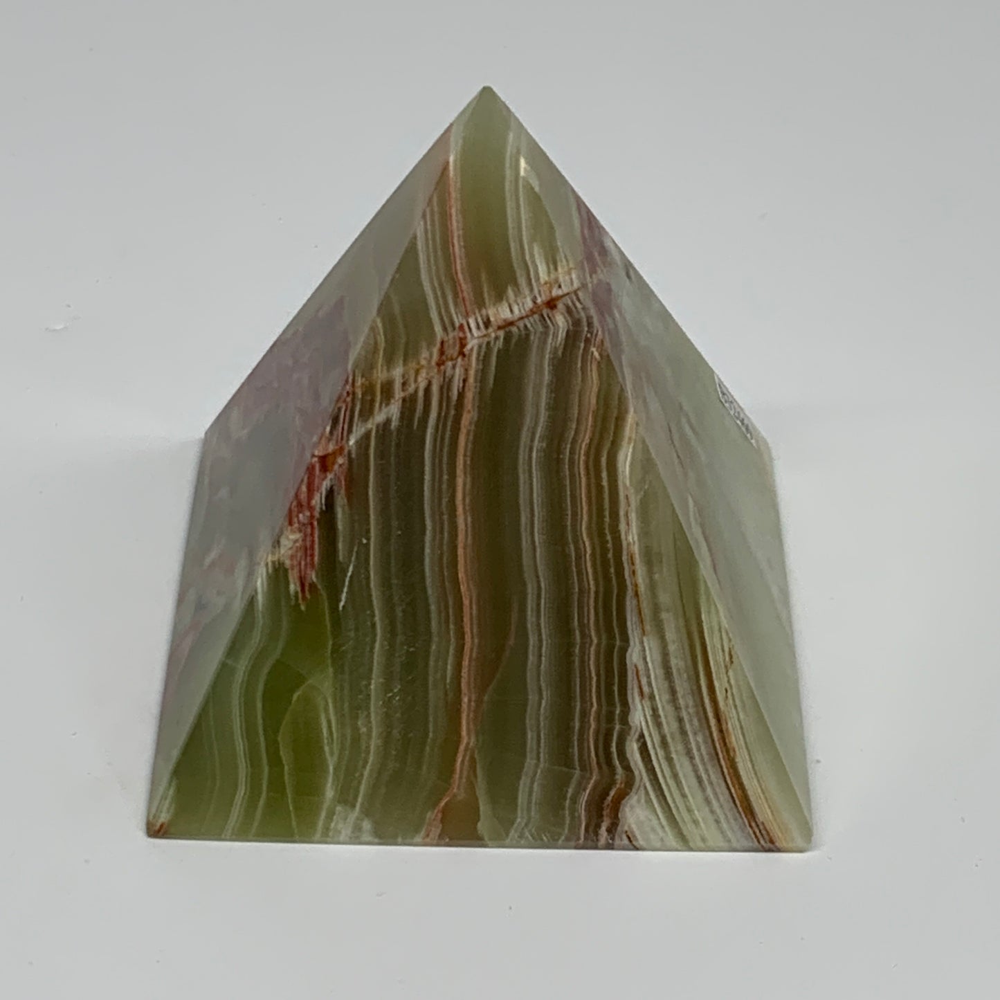 0.93 lbs, 2.9"x3"x3", Green Onyx Pyramid Gemstone Crystal, B32469