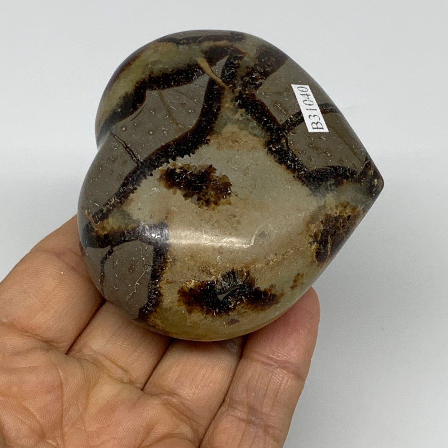 0.49 lbs, 2.5"x2.9"x1.3" Septarian Nodules Heart Polished Healing Crystal, B3104