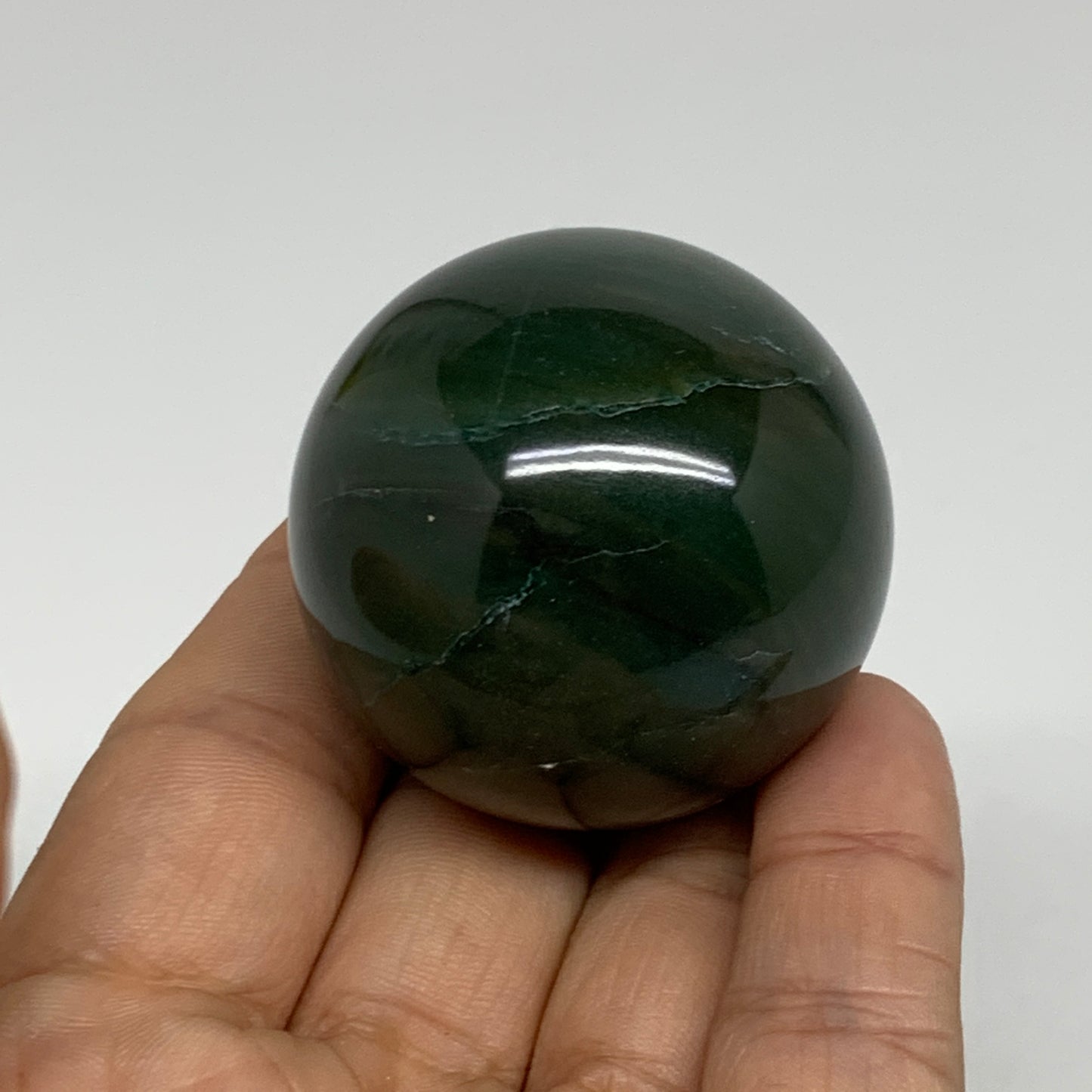 104.8g, 1.7"(42mm) Green Zade Stone Sphere Gemstone,Healing Crystal, B35257