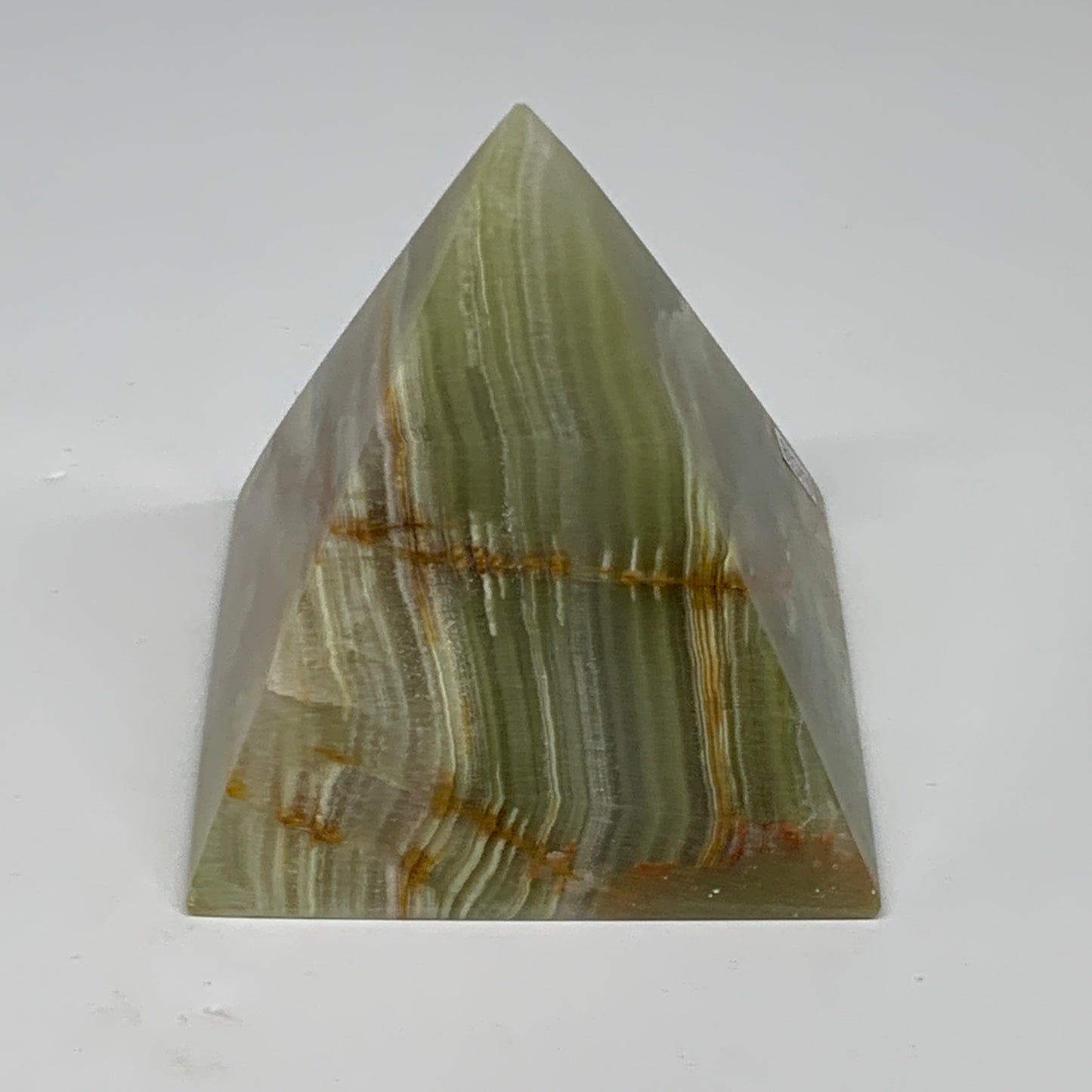 0.92 lbs, 3"x2.8"x2.9", Green Onyx Pyramid Gemstone Crystal, B32470