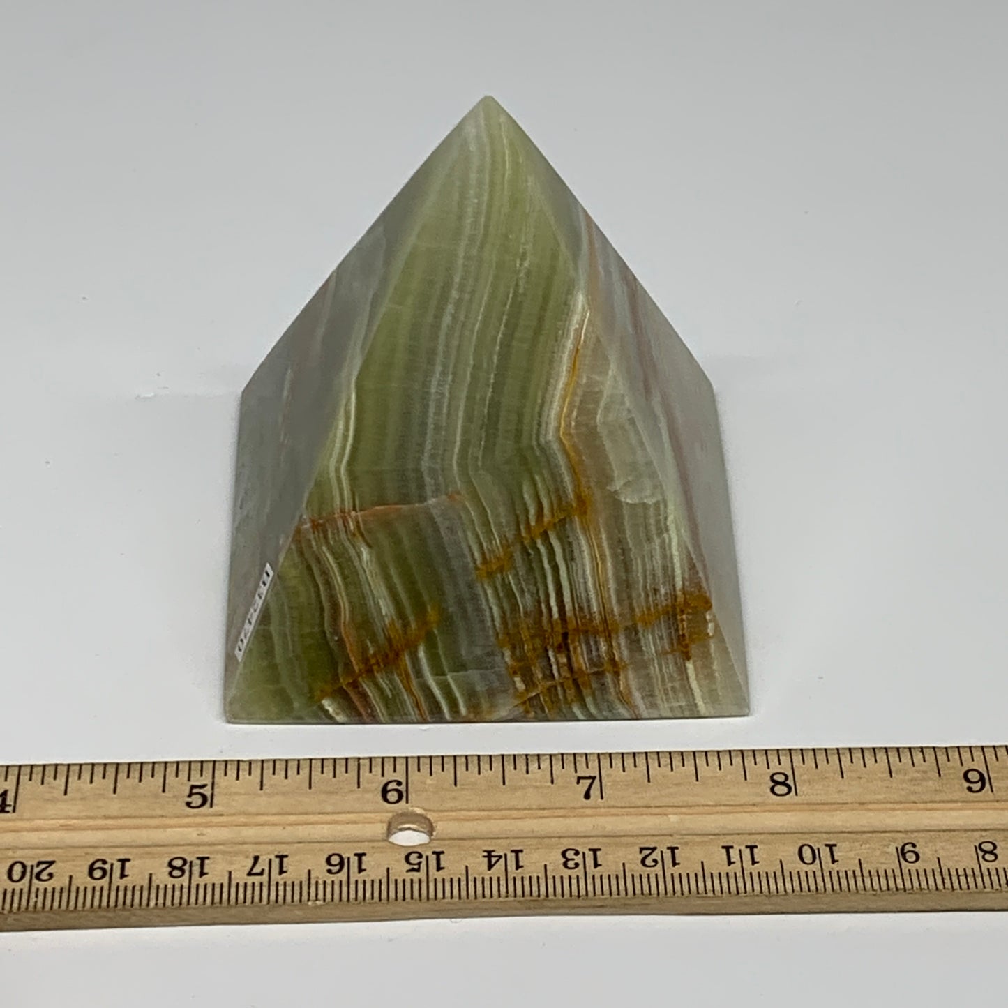 0.92 lbs, 3"x2.8"x2.9", Green Onyx Pyramid Gemstone Crystal, B32470