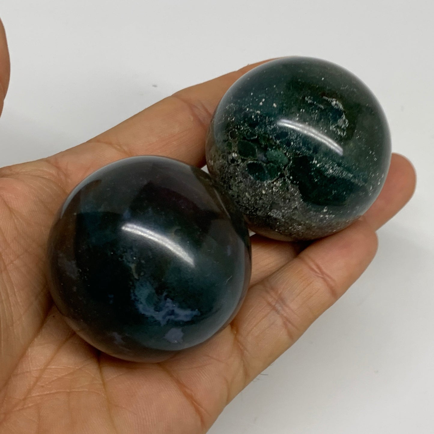 2.2 lbs, 1.7" - 1.9", 8cs Moss Agate Spheres Gemstones @India, B29564