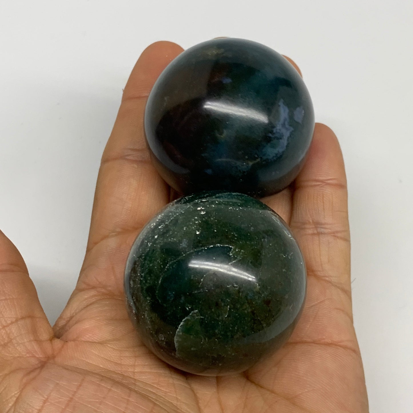 2.2 lbs, 1.7" - 1.9", 8cs Moss Agate Spheres Gemstones @India, B29564