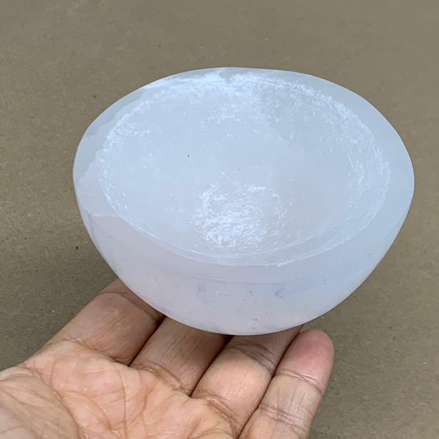 0.68 lbs, 3.3" Natural Round Selenite Bowl Crystals from Morocco, B35929