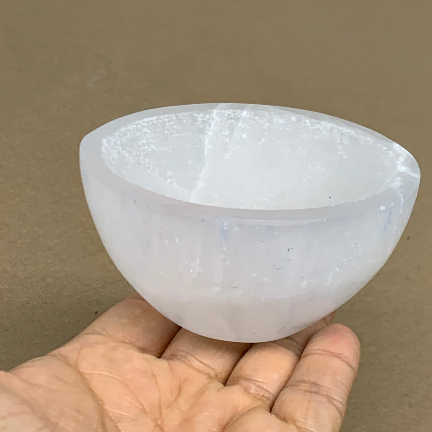 0.68 lbs, 3.3" Natural Round Selenite Bowl Crystals from Morocco, B35929