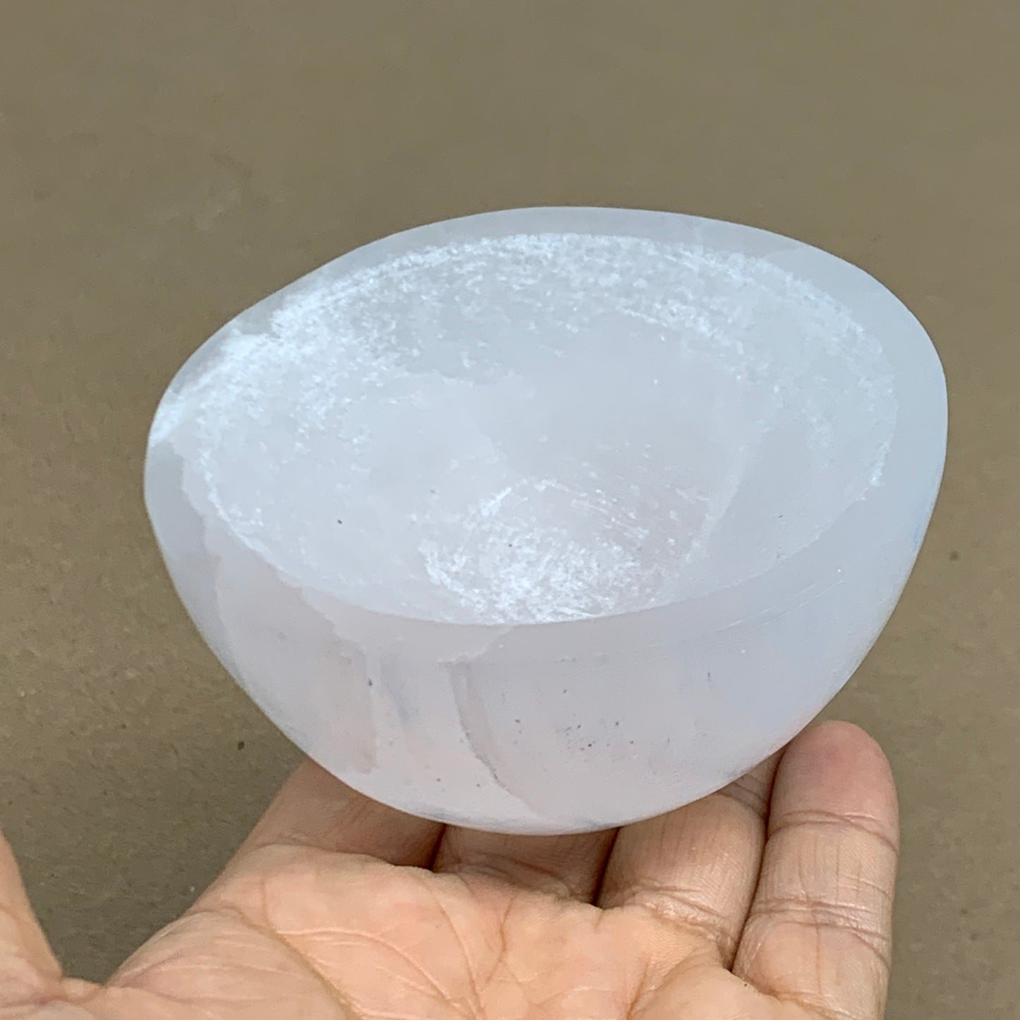 0.68 lbs, 3.3" Natural Round Selenite Bowl Crystals from Morocco, B35929