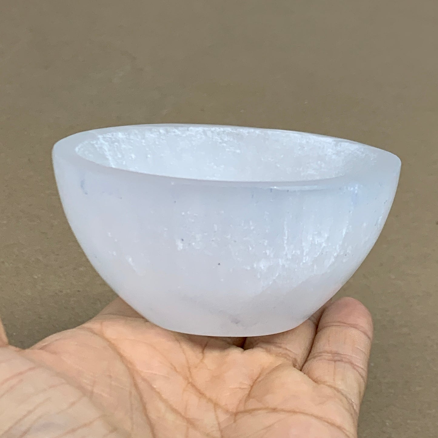 0.68 lbs, 3.3" Natural Round Selenite Bowl Crystals from Morocco, B35929