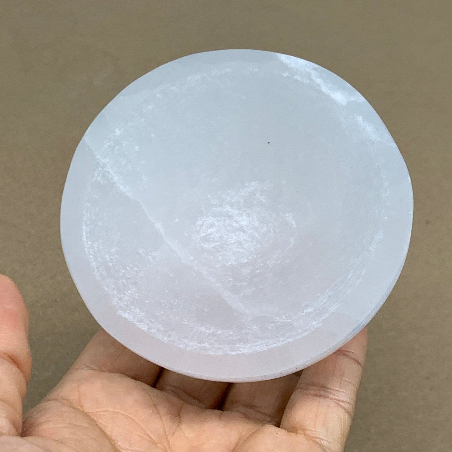 0.68 lbs, 3.3" Natural Round Selenite Bowl Crystals from Morocco, B35929