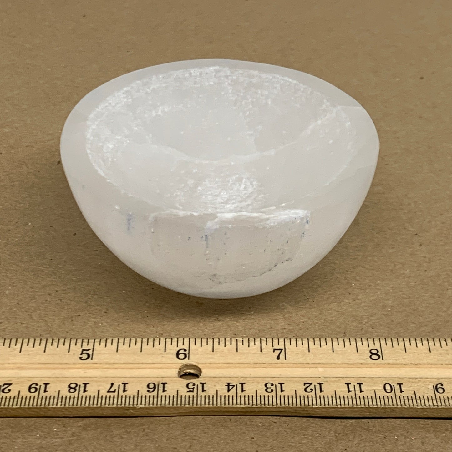 0.68 lbs, 3.3" Natural Round Selenite Bowl Crystals from Morocco, B35929