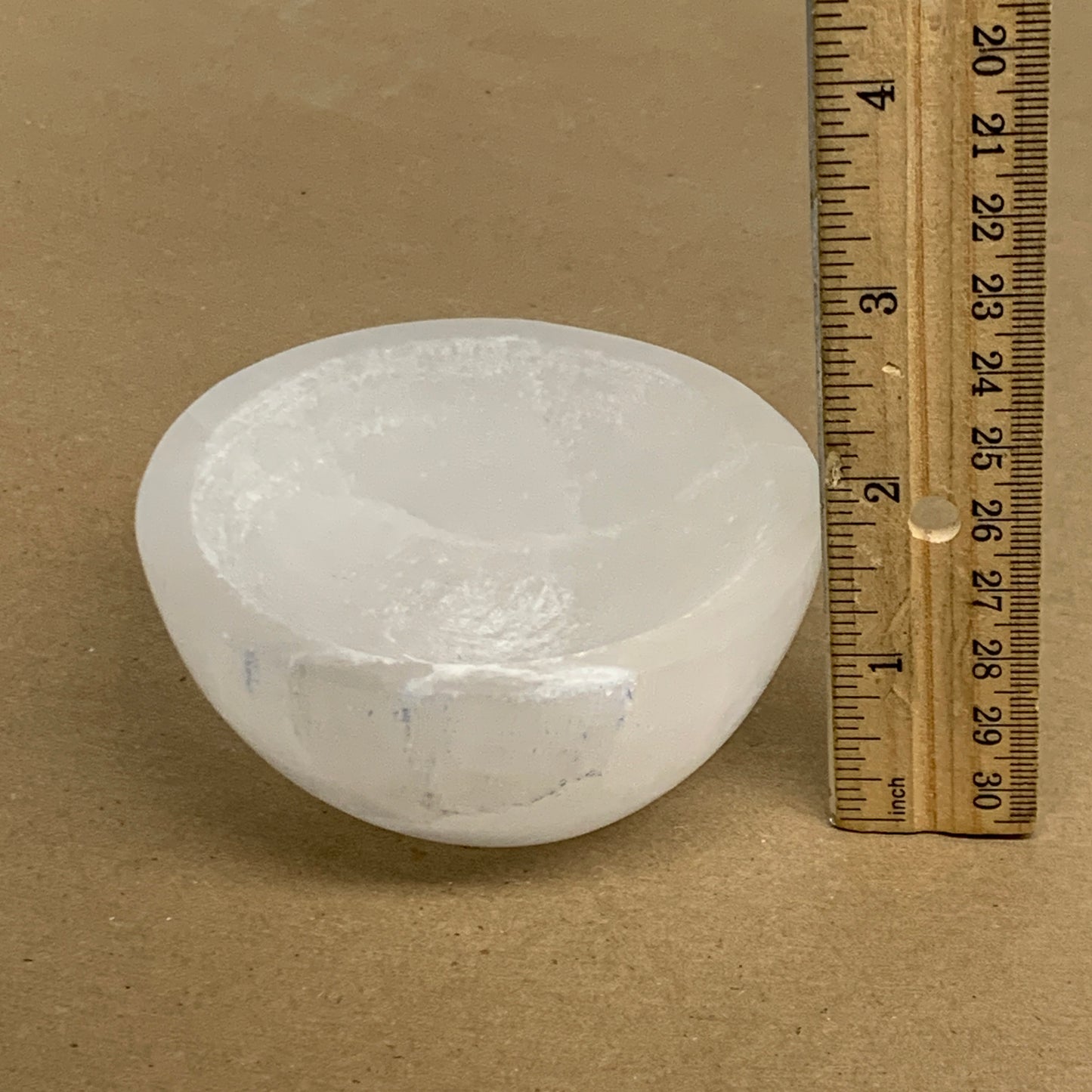 0.68 lbs, 3.3" Natural Round Selenite Bowl Crystals from Morocco, B35929