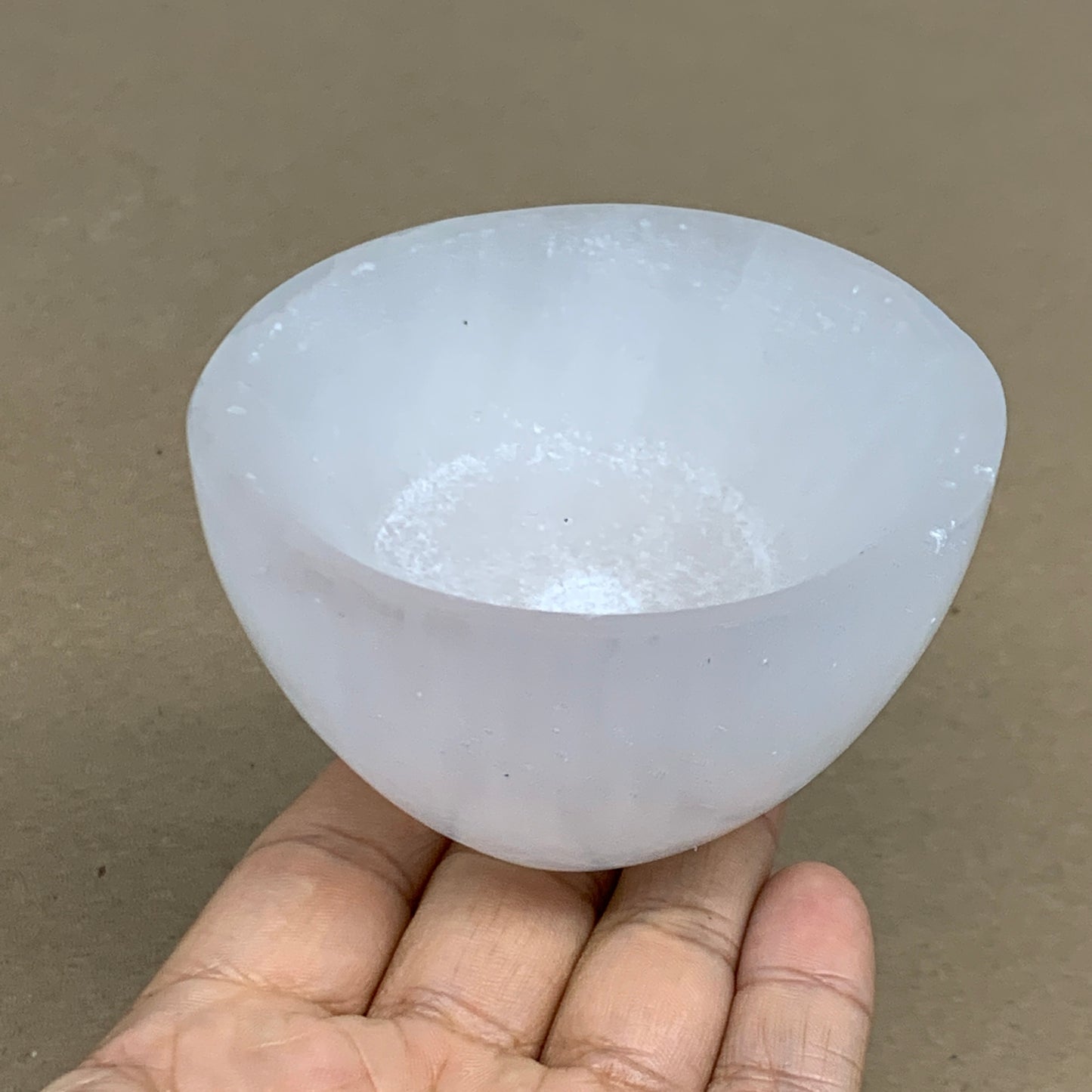 0.60 lbs, 3.2" Natural Round Selenite Bowl Crystals from Morocco, B35931