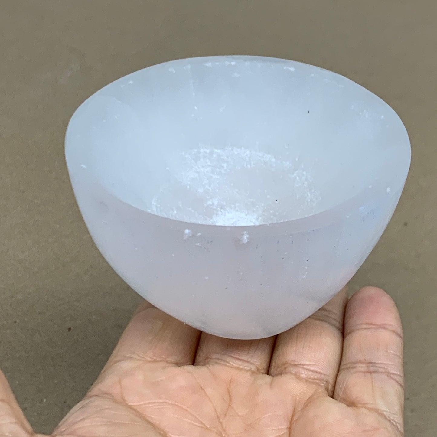 0.60 lbs, 3.2" Natural Round Selenite Bowl Crystals from Morocco, B35931