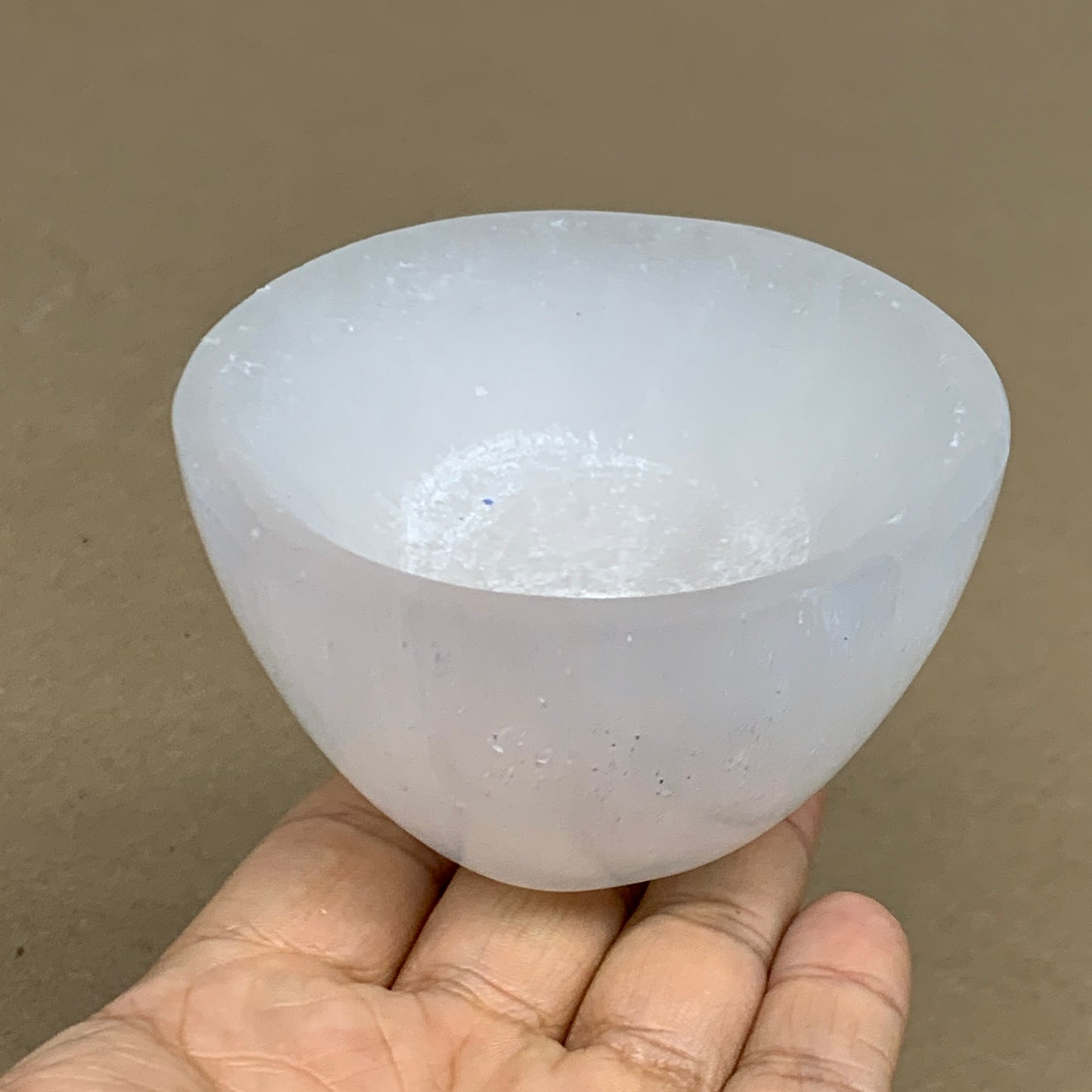 0.60 lbs, 3.2" Natural Round Selenite Bowl Crystals from Morocco, B35931