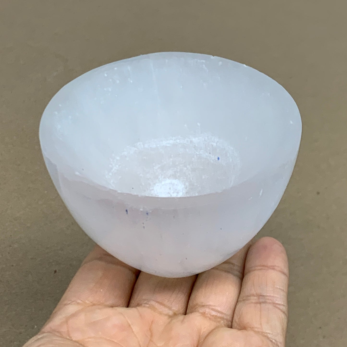 0.60 lbs, 3.2" Natural Round Selenite Bowl Crystals from Morocco, B35931