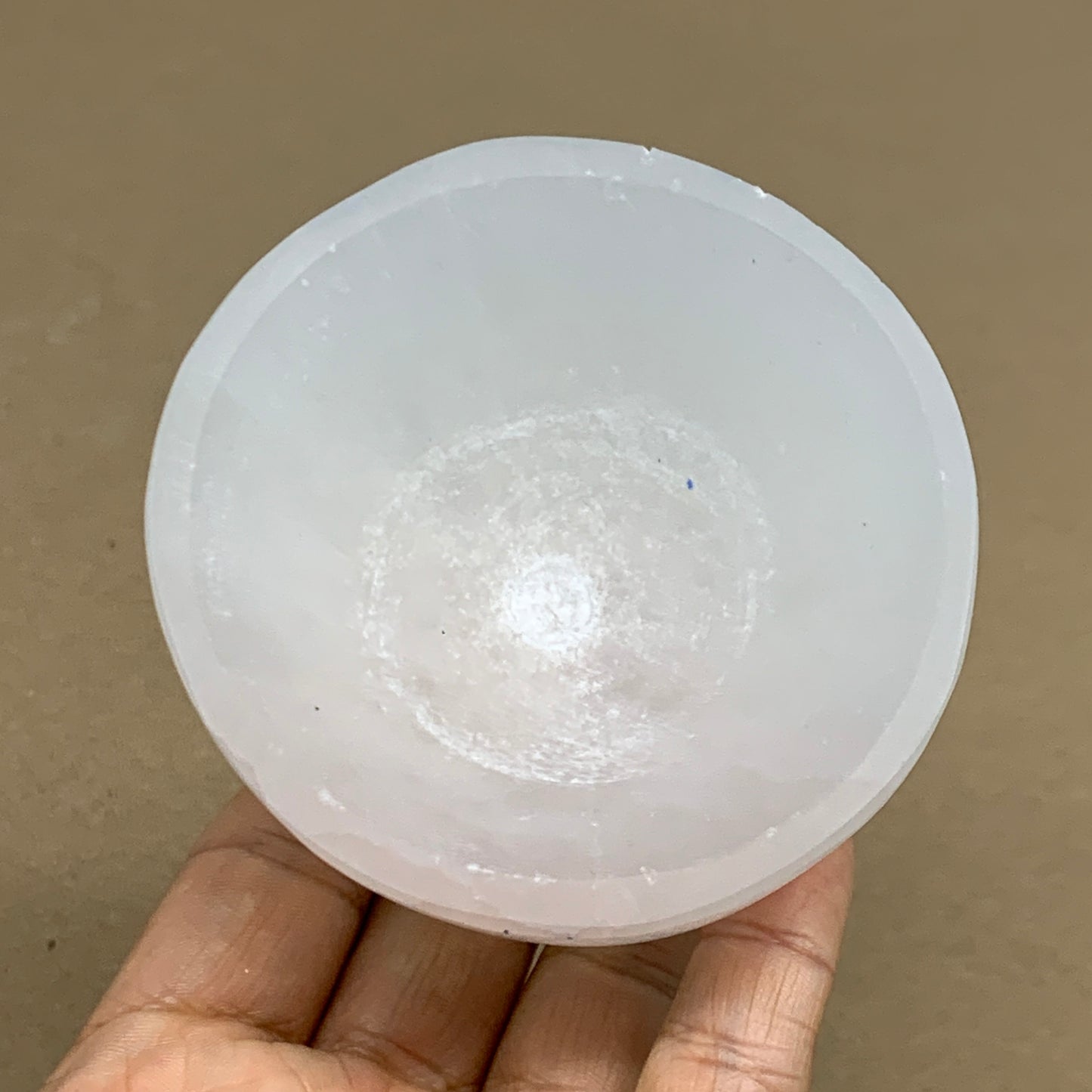 0.60 lbs, 3.2" Natural Round Selenite Bowl Crystals from Morocco, B35931