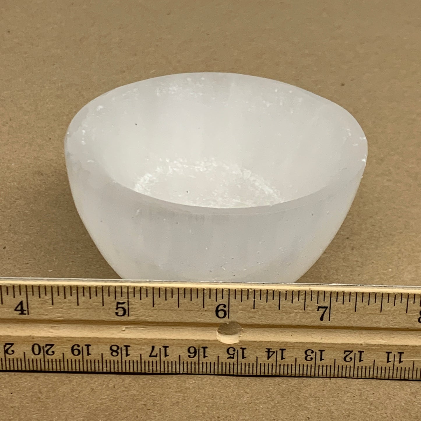 0.60 lbs, 3.2" Natural Round Selenite Bowl Crystals from Morocco, B35931