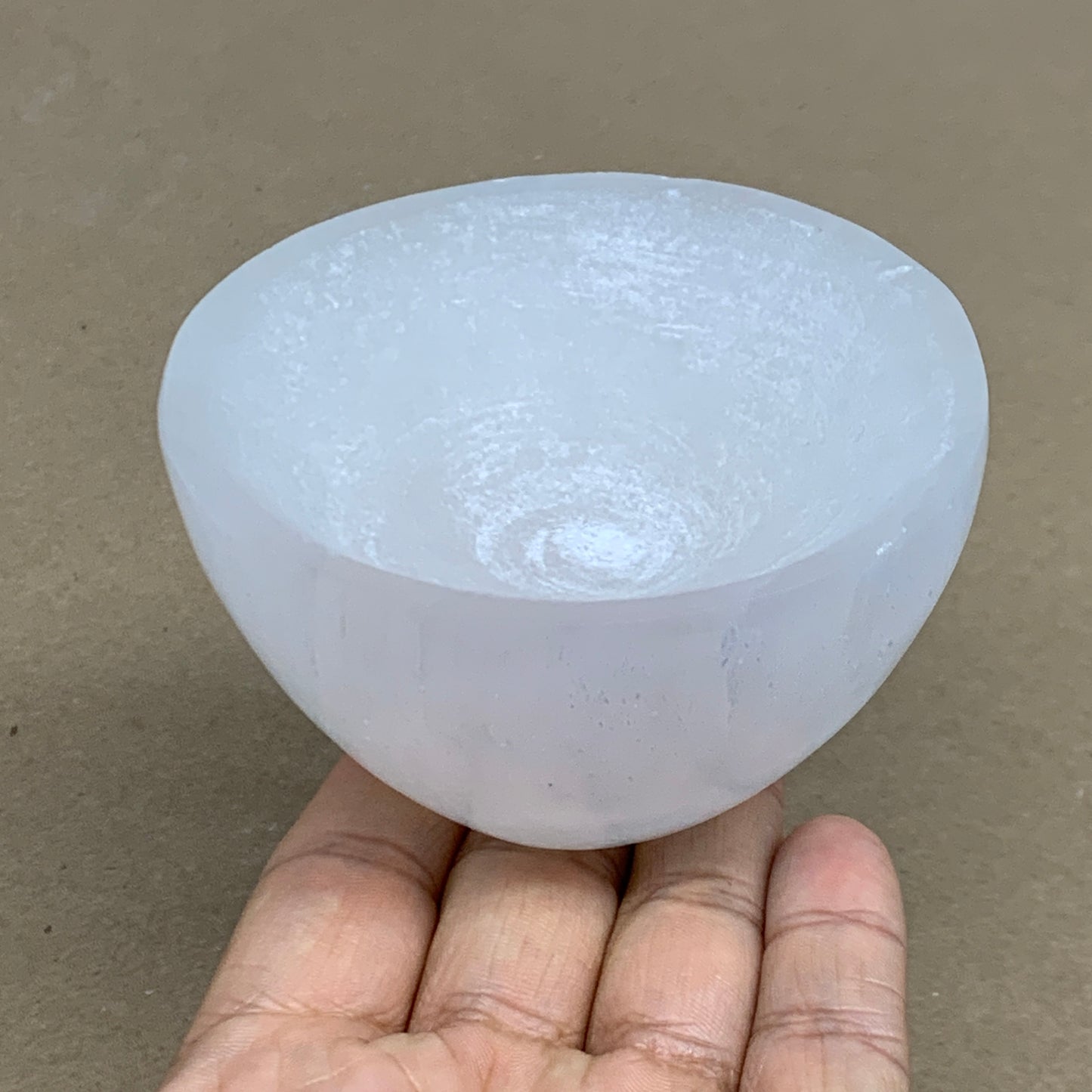 0.67 lbs, 3.2" Natural Round Selenite Bowl Crystals from Morocco, B35932