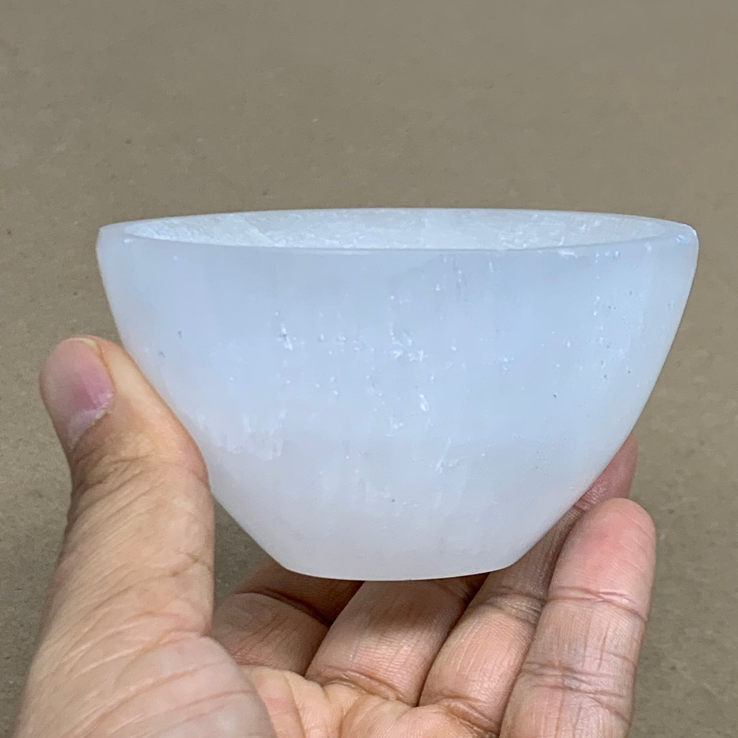 0.67 lbs, 3.2" Natural Round Selenite Bowl Crystals from Morocco, B35932