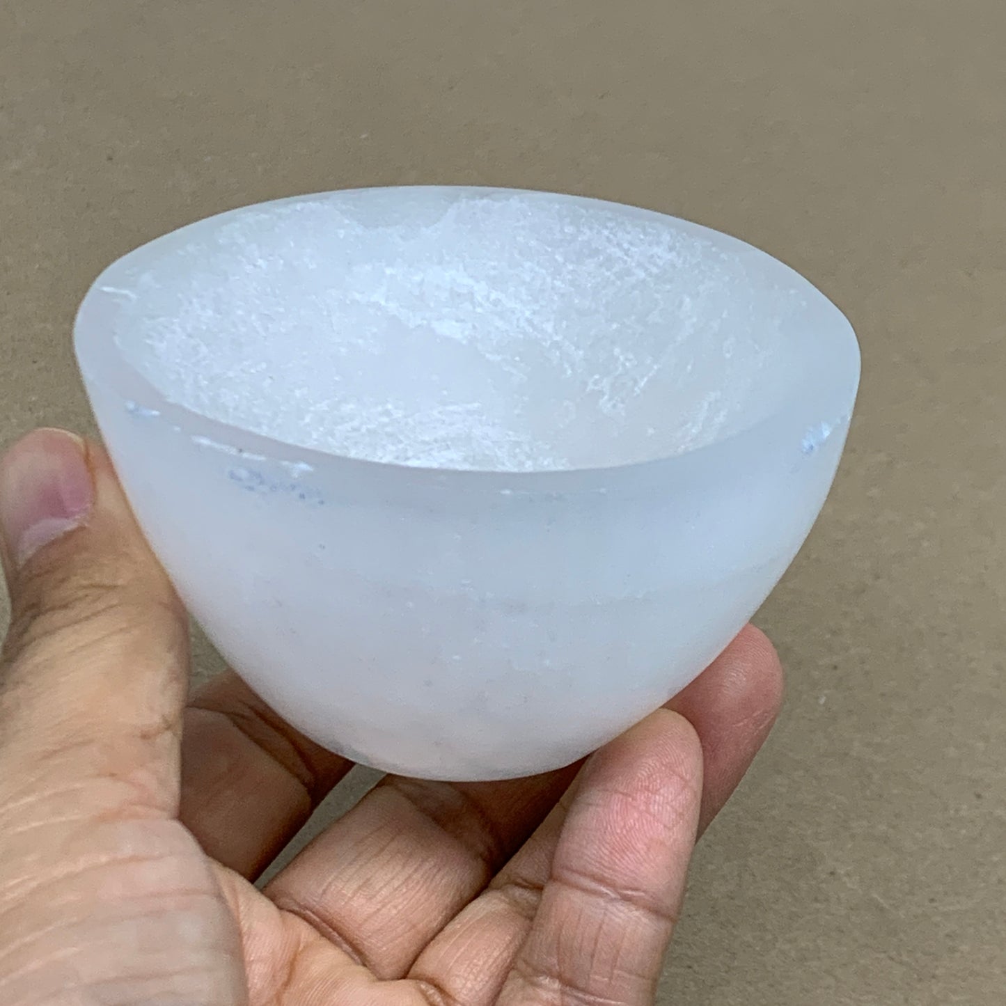 0.67 lbs, 3.2" Natural Round Selenite Bowl Crystals from Morocco, B35932