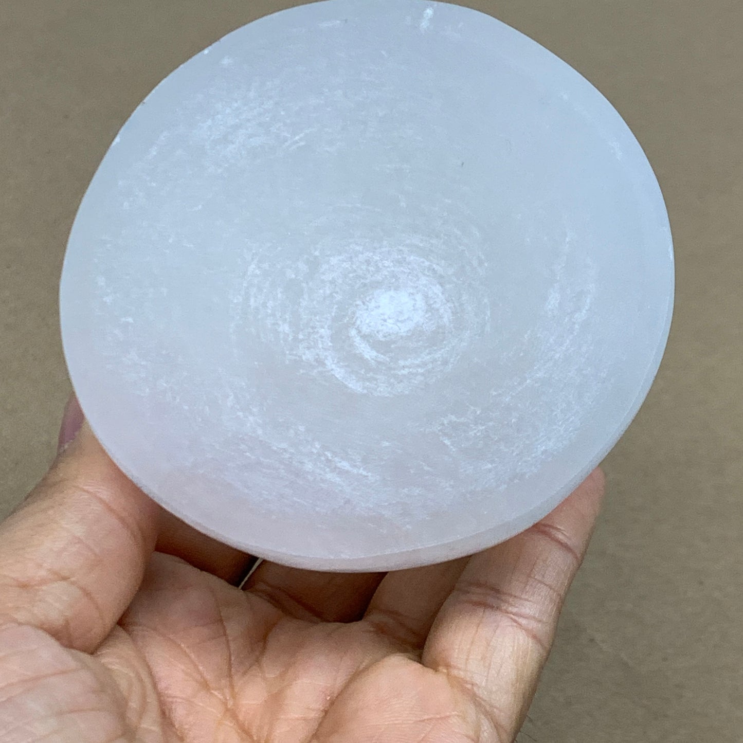 0.67 lbs, 3.2" Natural Round Selenite Bowl Crystals from Morocco, B35932