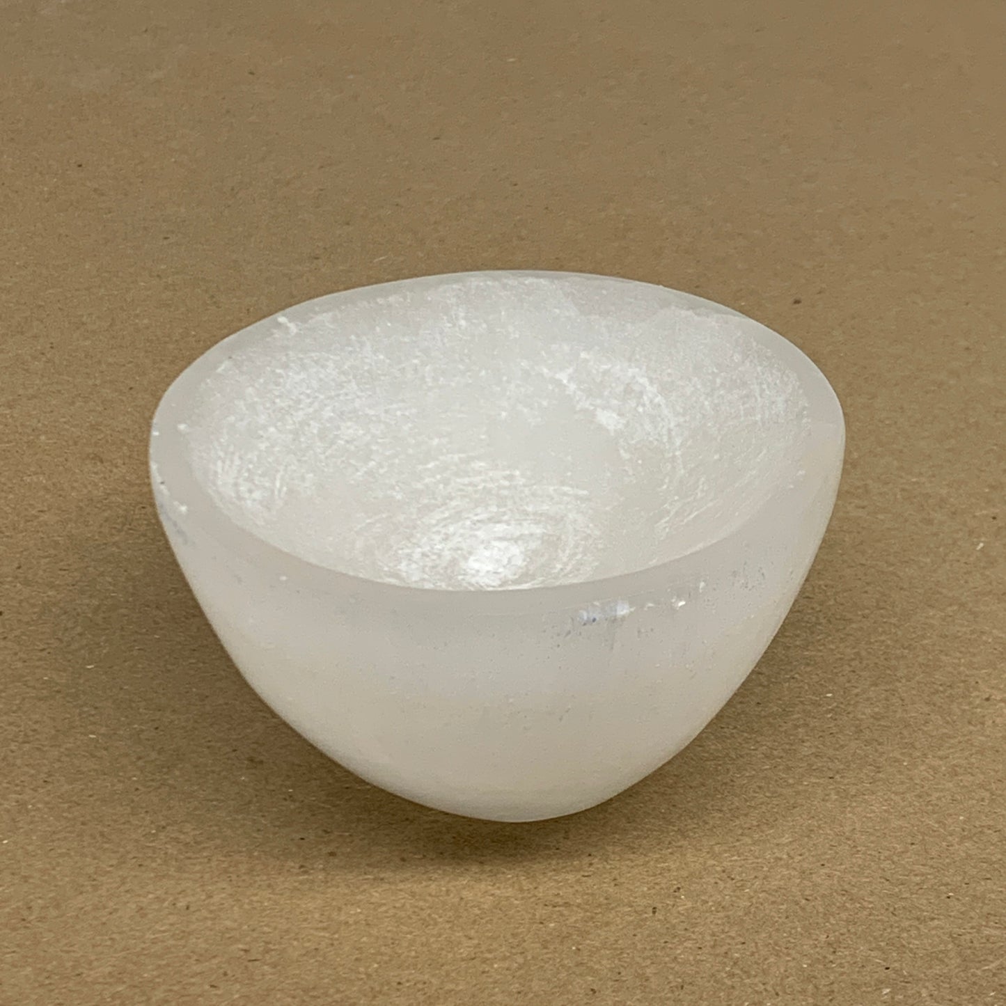 0.67 lbs, 3.2" Natural Round Selenite Bowl Crystals from Morocco, B35932