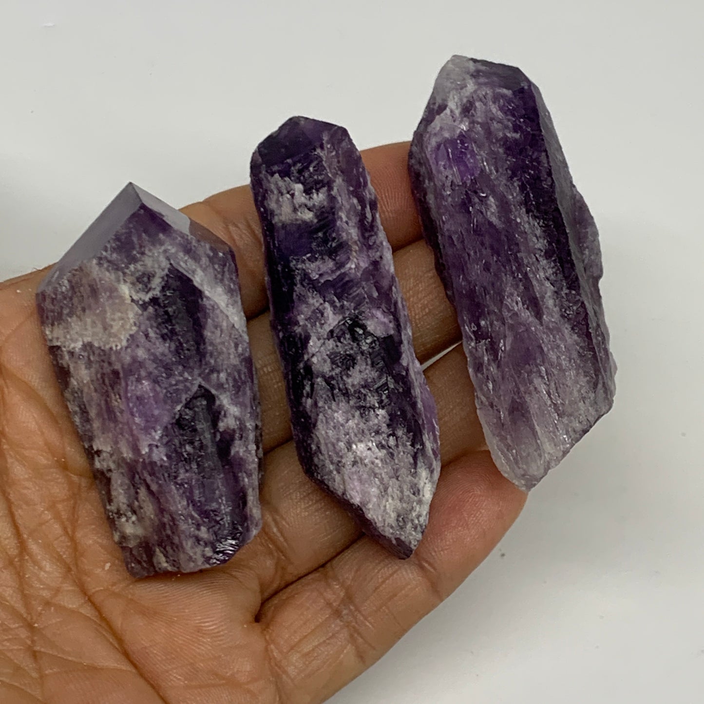 125.2g, 2.3" - 2.8", 3pcs, Amethyst Point Polished Rough lower part @Brazil, B28