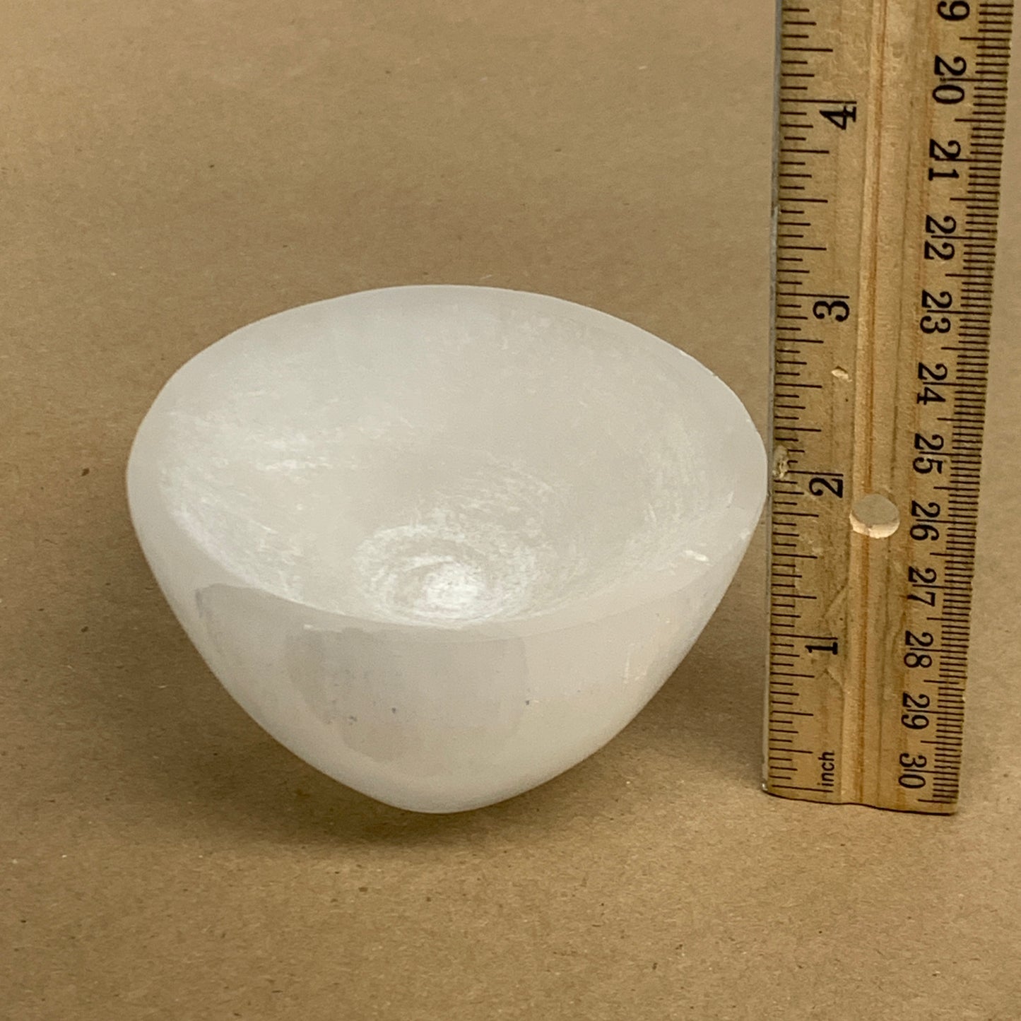 0.67 lbs, 3.2" Natural Round Selenite Bowl Crystals from Morocco, B35932