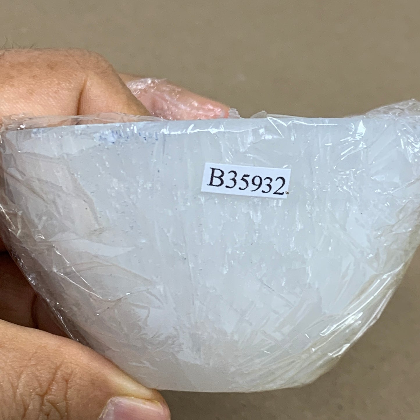 0.67 lbs, 3.2" Natural Round Selenite Bowl Crystals from Morocco, B35932