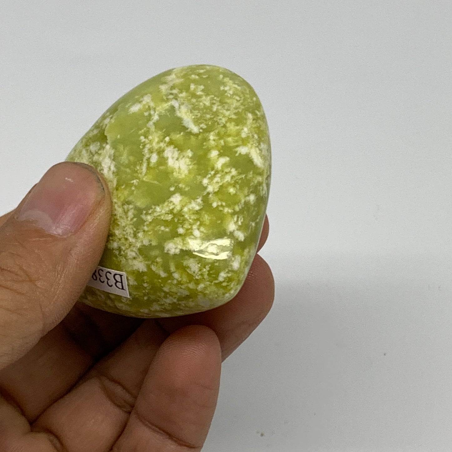 90.4g, 2"x2"x1.1" Green Serpentine Heart Polished Gemstones, B33861