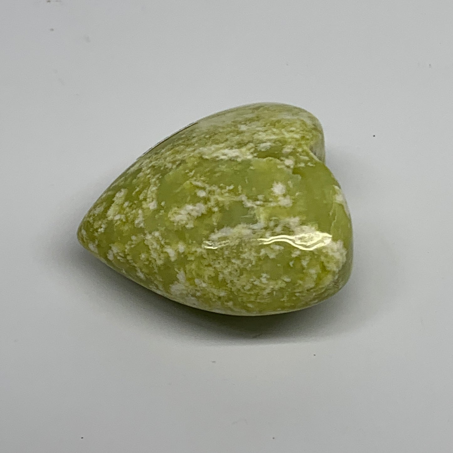 90.4g, 2"x2"x1.1" Green Serpentine Heart Polished Gemstones, B33861