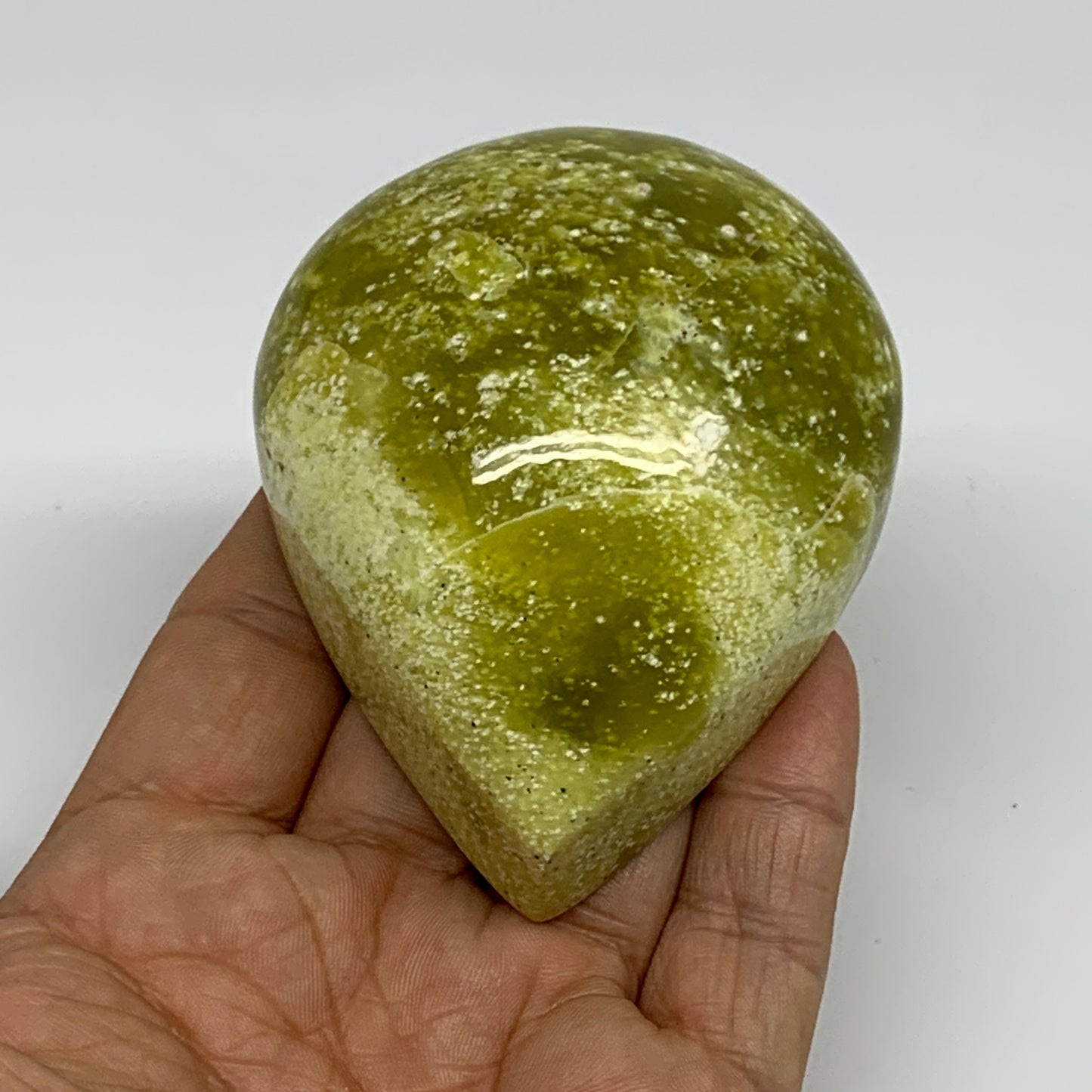 222.8g, 3"x2.8"x1.4" Green Serpentine Heart Polished Gemstones, B33863