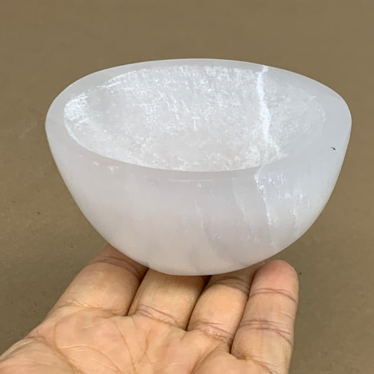 0.78 lbs, 3.5" Natural Round Selenite Bowl Crystals from Morocco, B35936