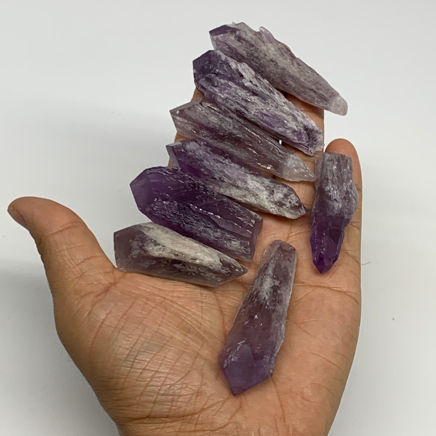 113.1g, 1.9" - 2.6", 8pcs, Amethyst Point Polished Rough lower part @Brazil, B28